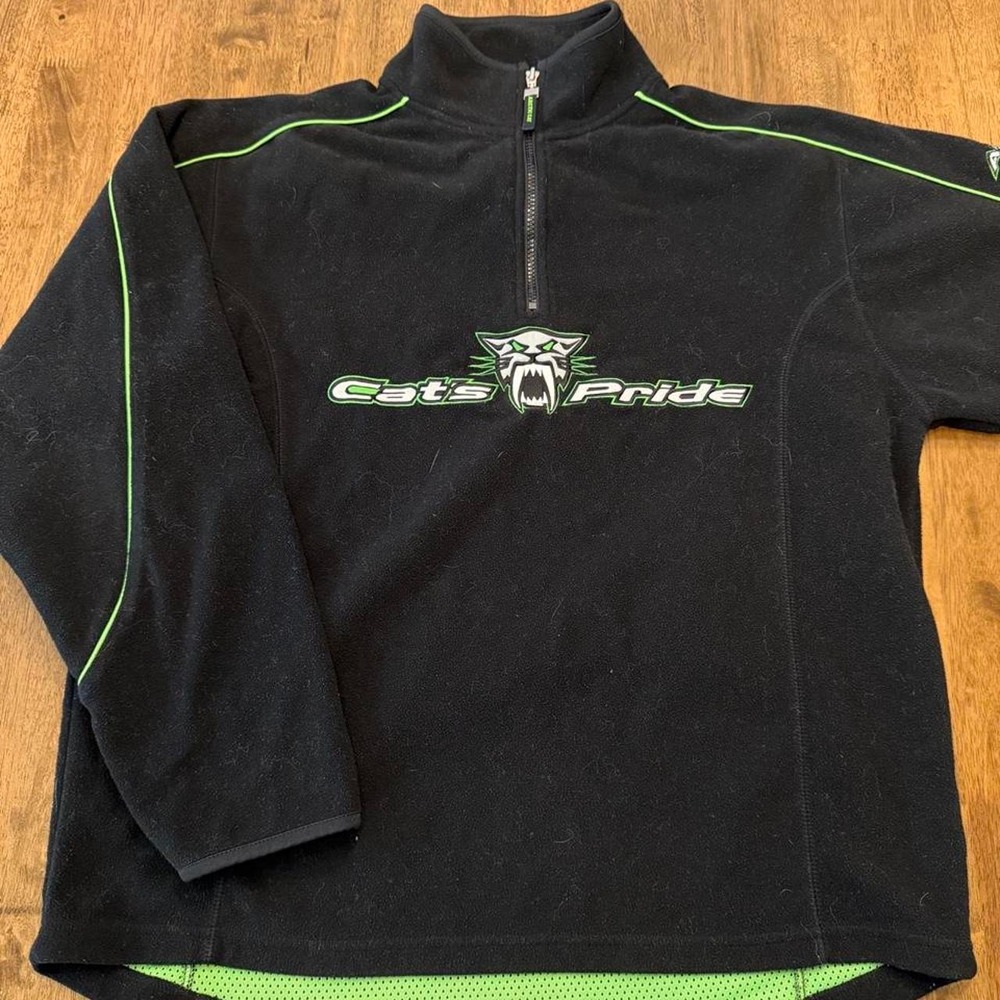 Arctic Cat Arcticwear Cat's Pride Black Lime Green 1/4 Zip Fleece Jacket Large